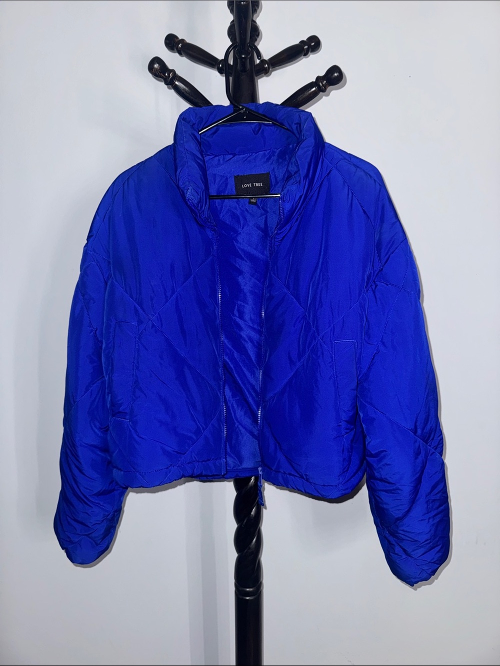Love Tree Women's Electric Blue Quilted Cropped Puffer Jacket